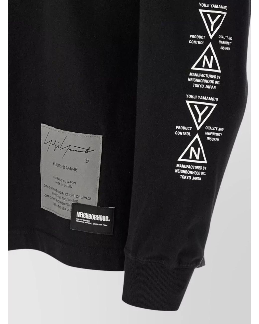 Yohji Yamamoto Black Cotton Logo-Print Long-Sleeve T-Shirt for men