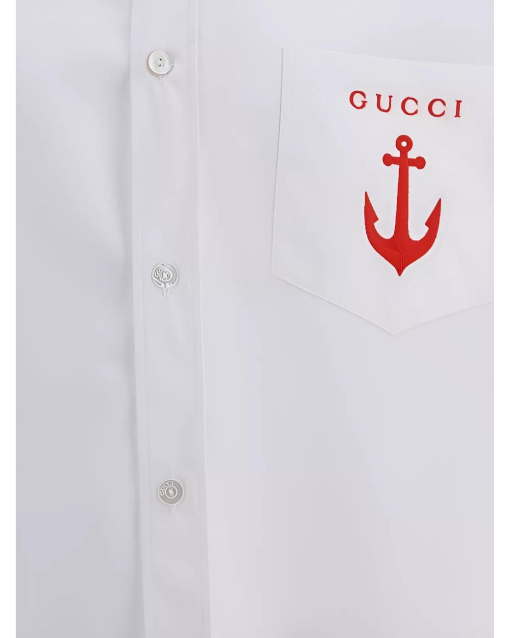 Gucci White Cotton Embroidered Shirt for men