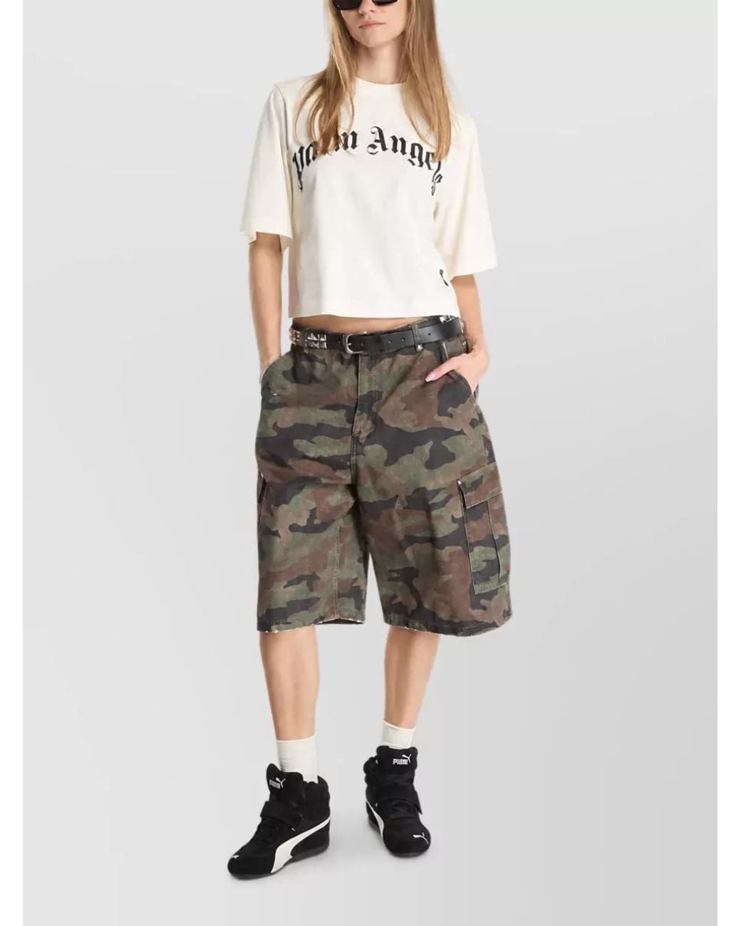 Palm Angels White Curved Logo Boxy T-Shirt