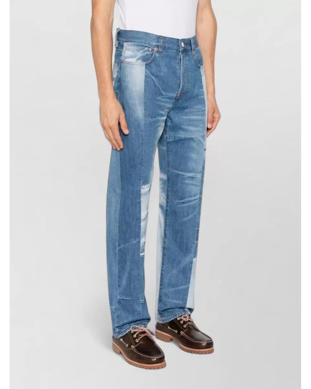 KENZO Blue Patchwork Straight-Leg Jeans for men