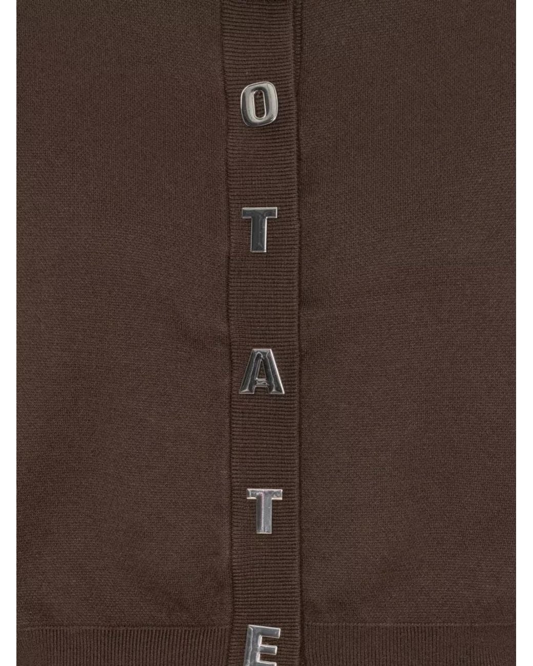 ROTATE BIRGER CHRISTENSEN Brown Ribbed Logo Button Cardigan
