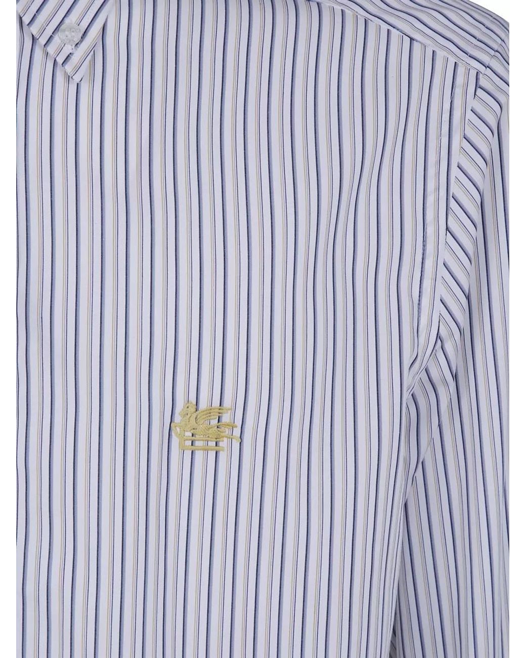Etro Blue Cotton Classic Shirt for men