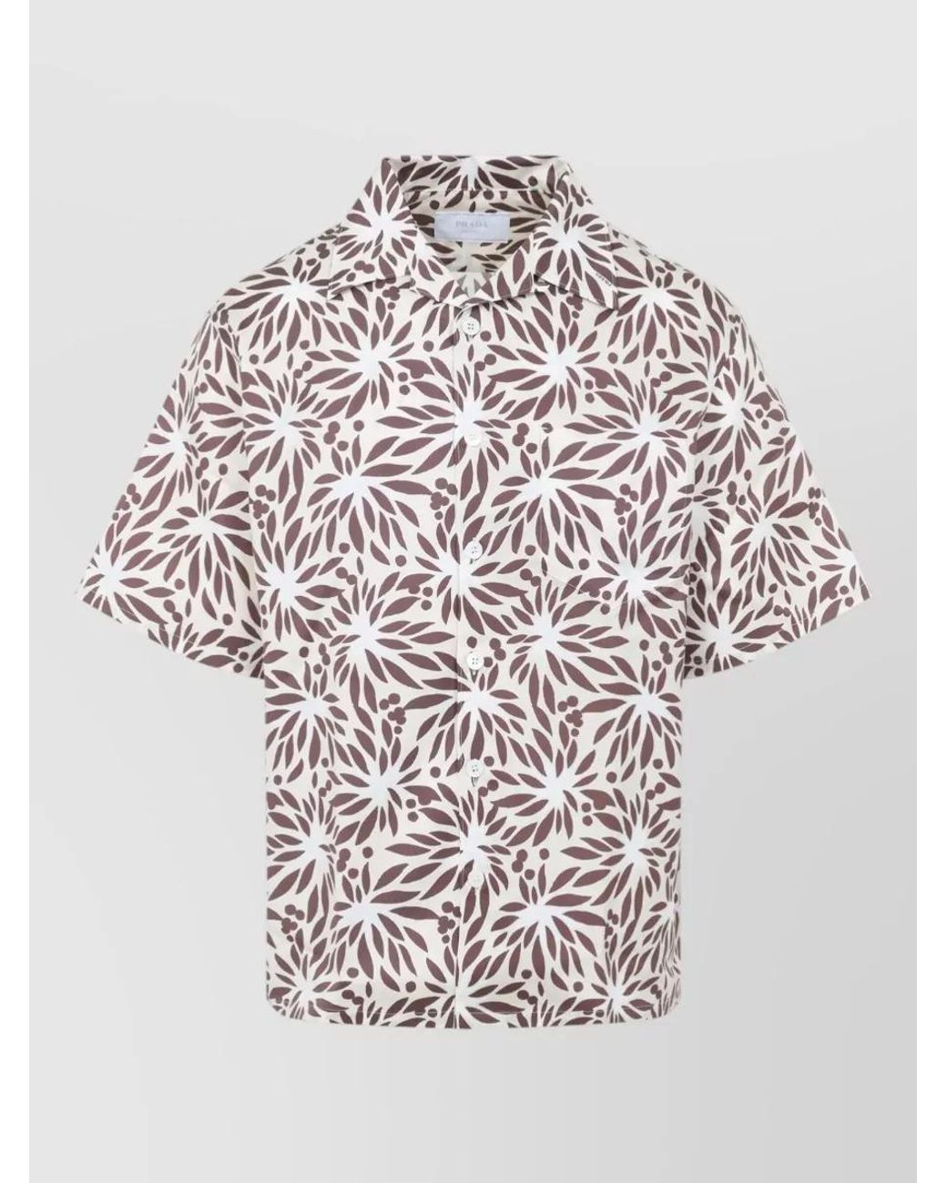Prada White Silk Blend Printed Bowling Shirt for men