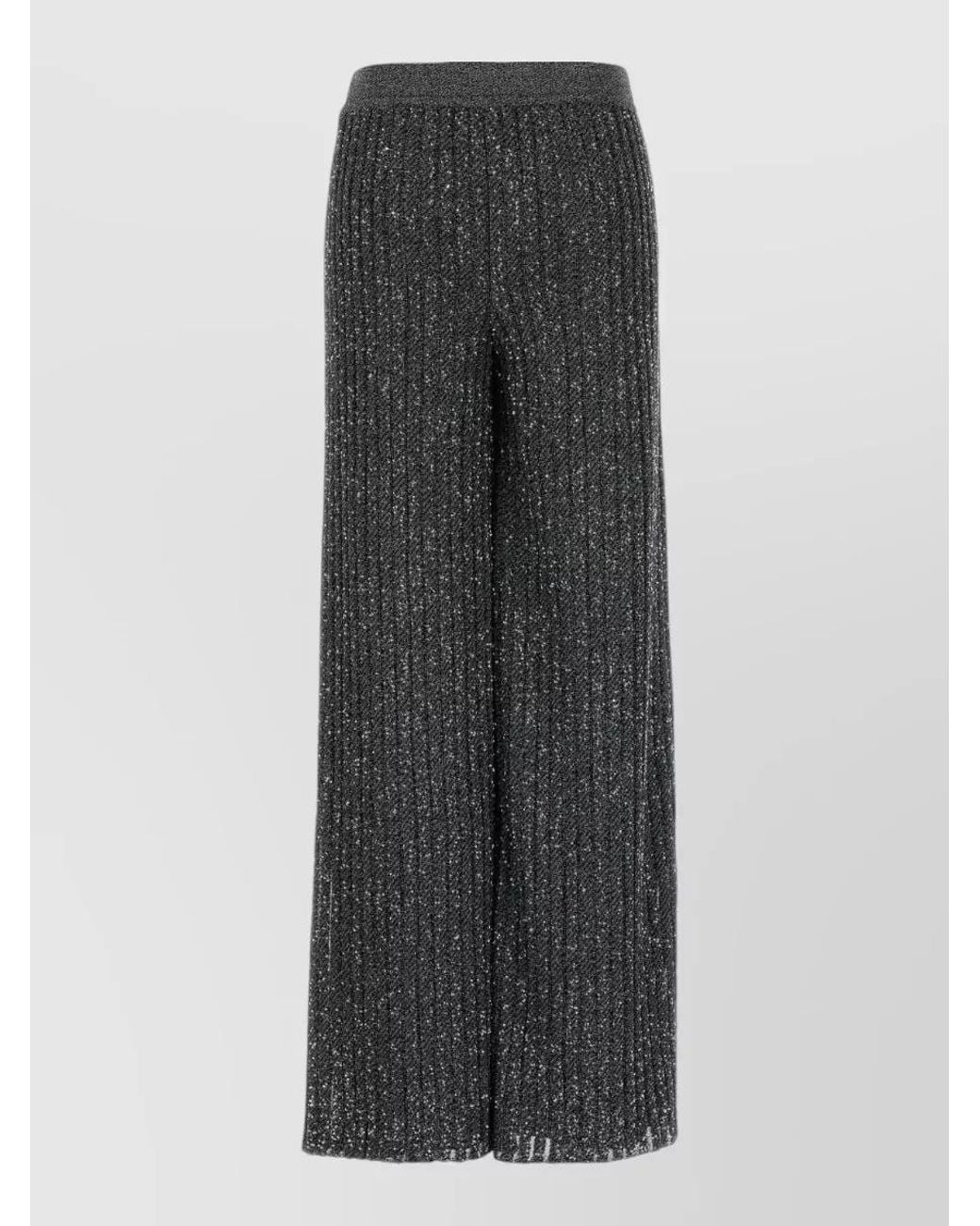 Missoni Gray Metallic Knit Wide-Leg Trousers