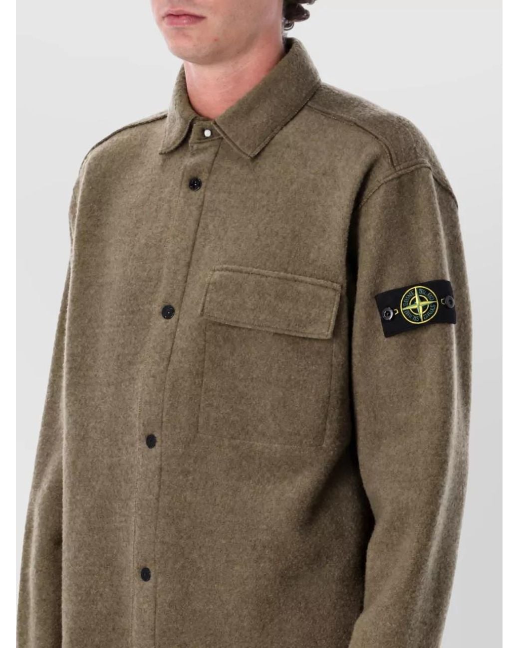 Stone Island Green Wool Shirt Jacket for men