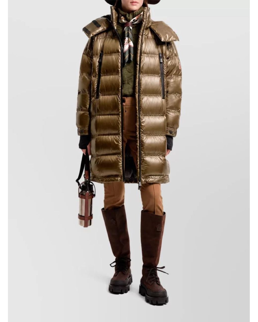 Moncler Green Down Hooded Long Parka Coat