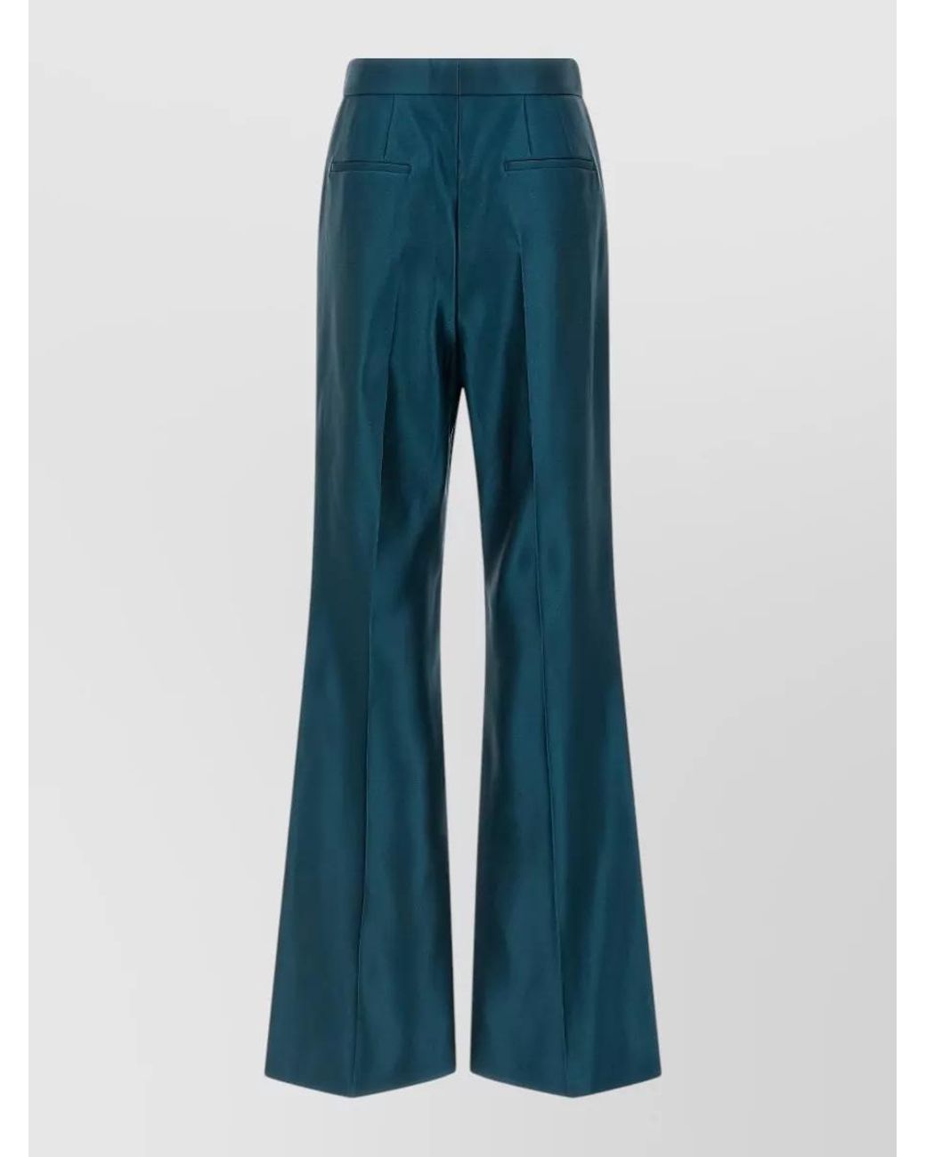 Fendi Blue Silk High-Rise Flared Trousers