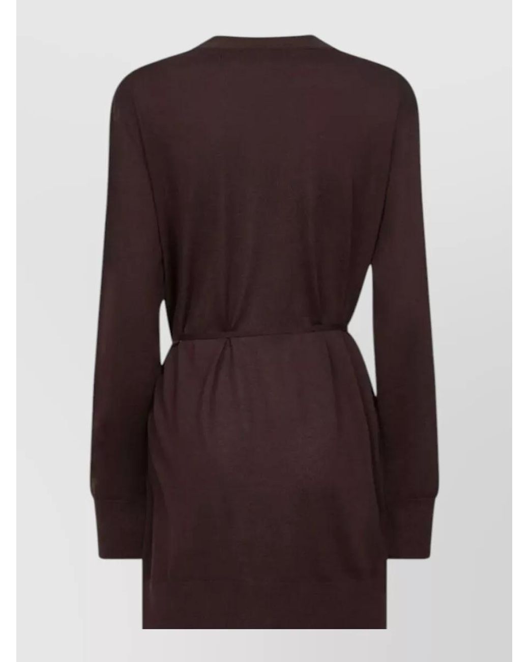 Dries Van Noten Brown Wool Belted Long Cardigan