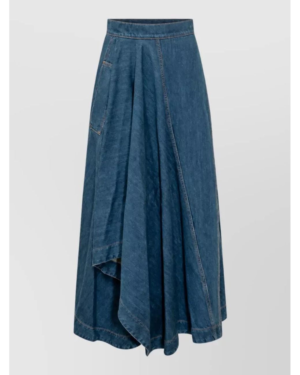 Givenchy Blue Asymmetric Long Denim Skirt