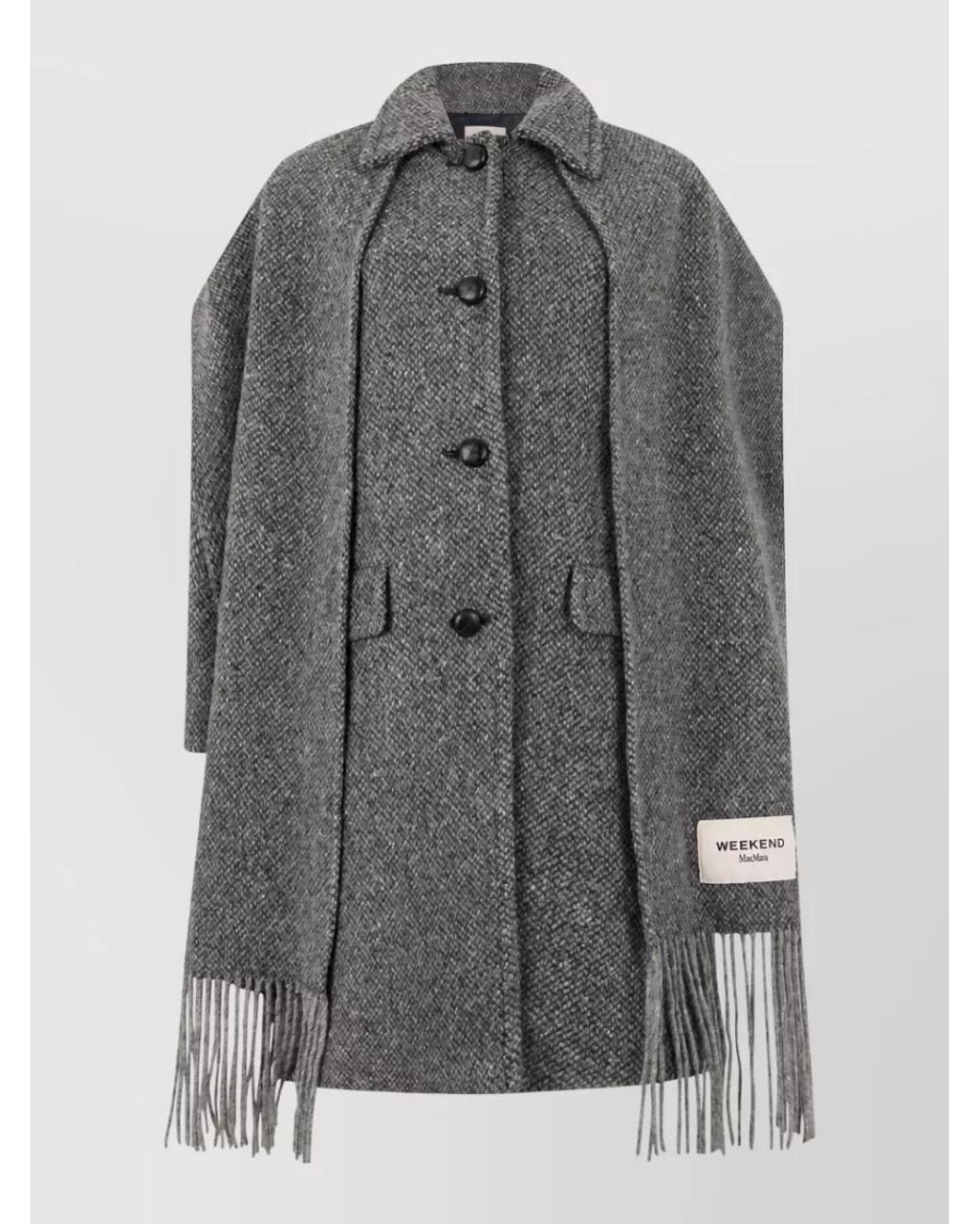 Weekend by Maxmara Gray Wool Coat With Scarf