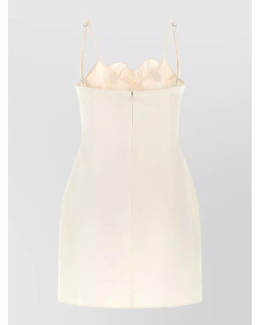 Magda Butrym White Cotton Ruffled Sweetheart Neck Mini Dress