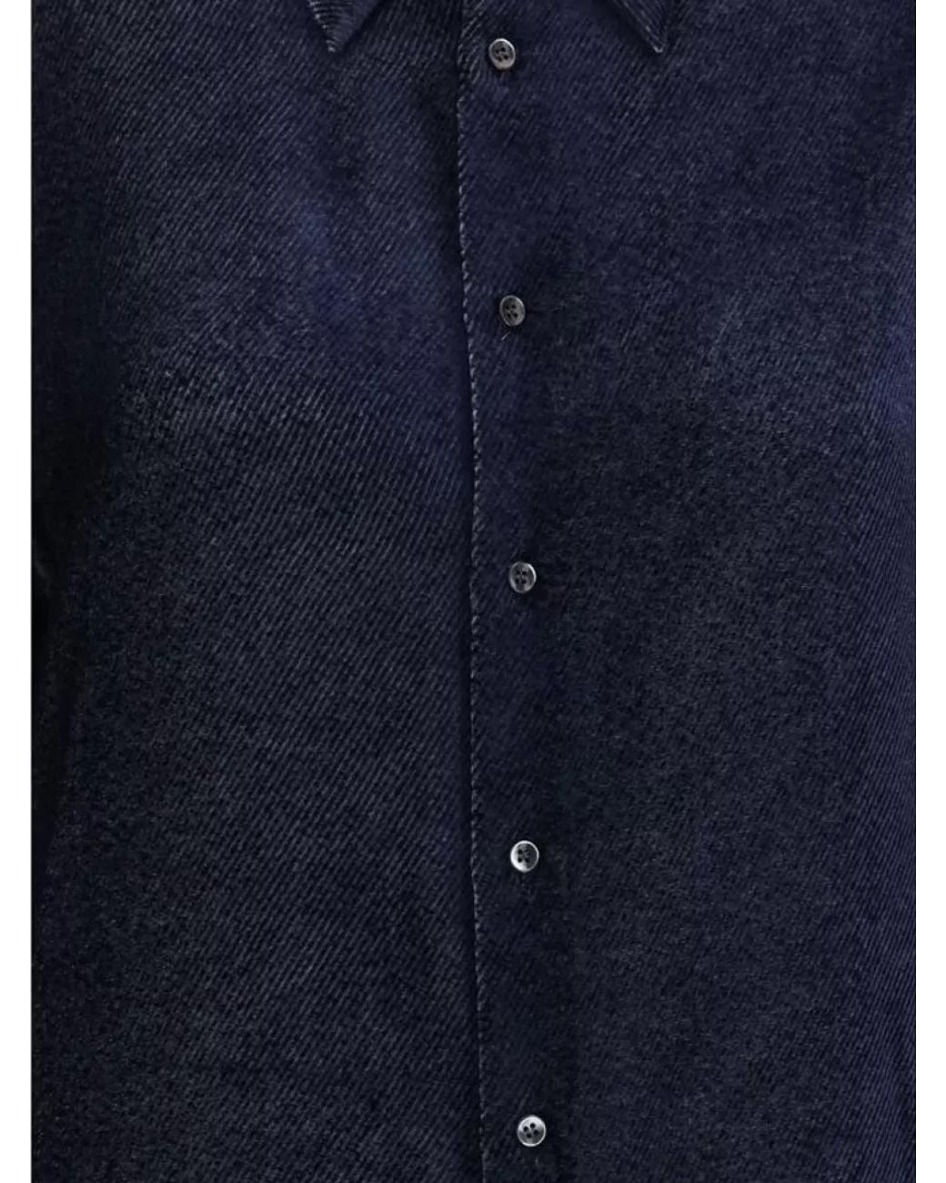 Giorgio Armani Blue Silk Blend Devoré Velvet Twill Shirt for men