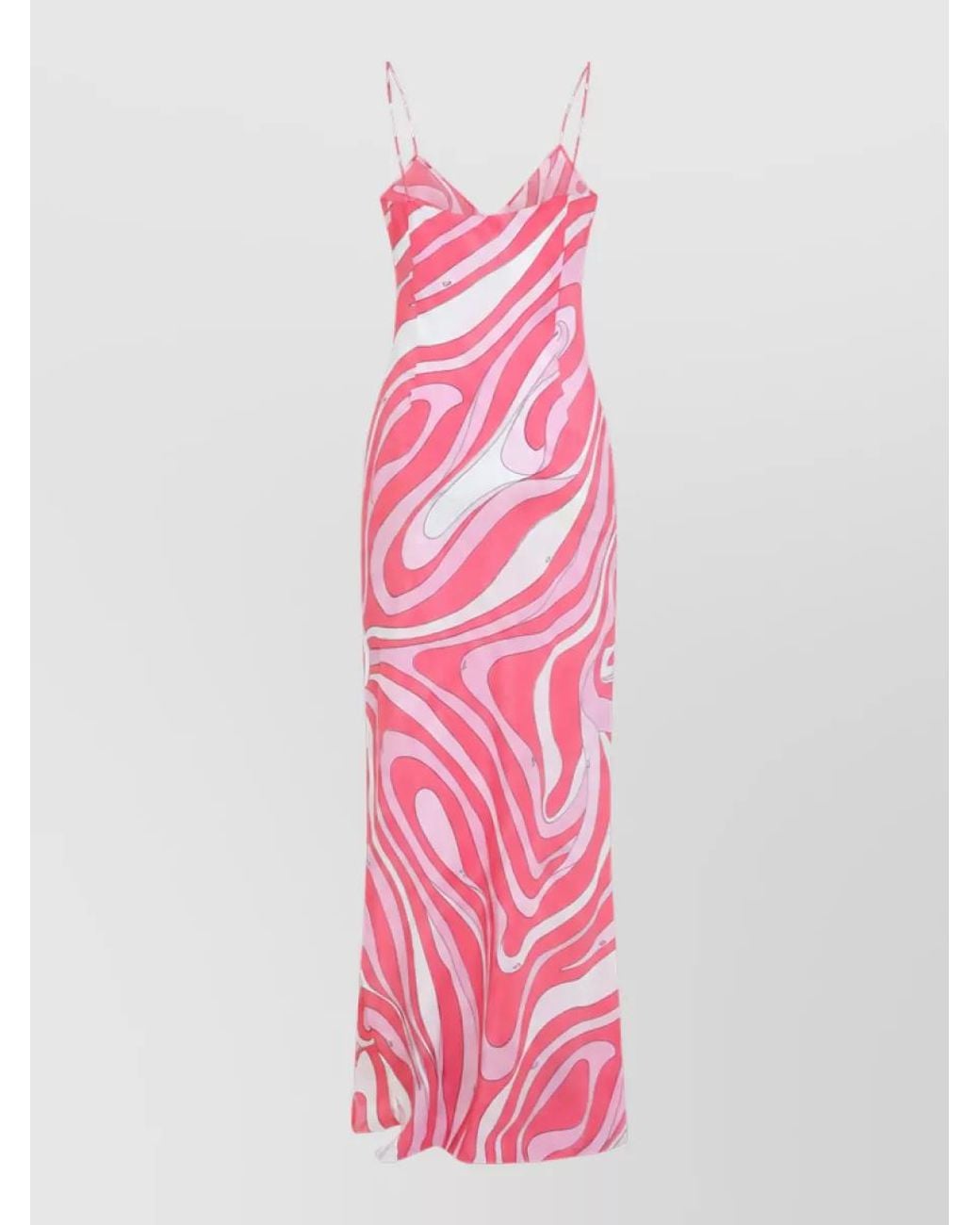 Emilio Pucci Pink Silk Printed V-Neck Sleeveless Maxi Dress