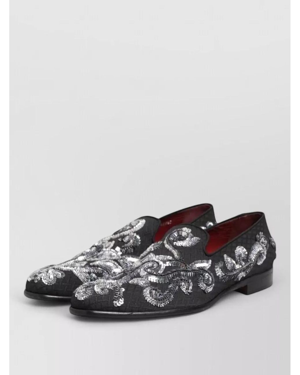 Dolce & Gabbana Black Floral-Embroidered Loafers for men