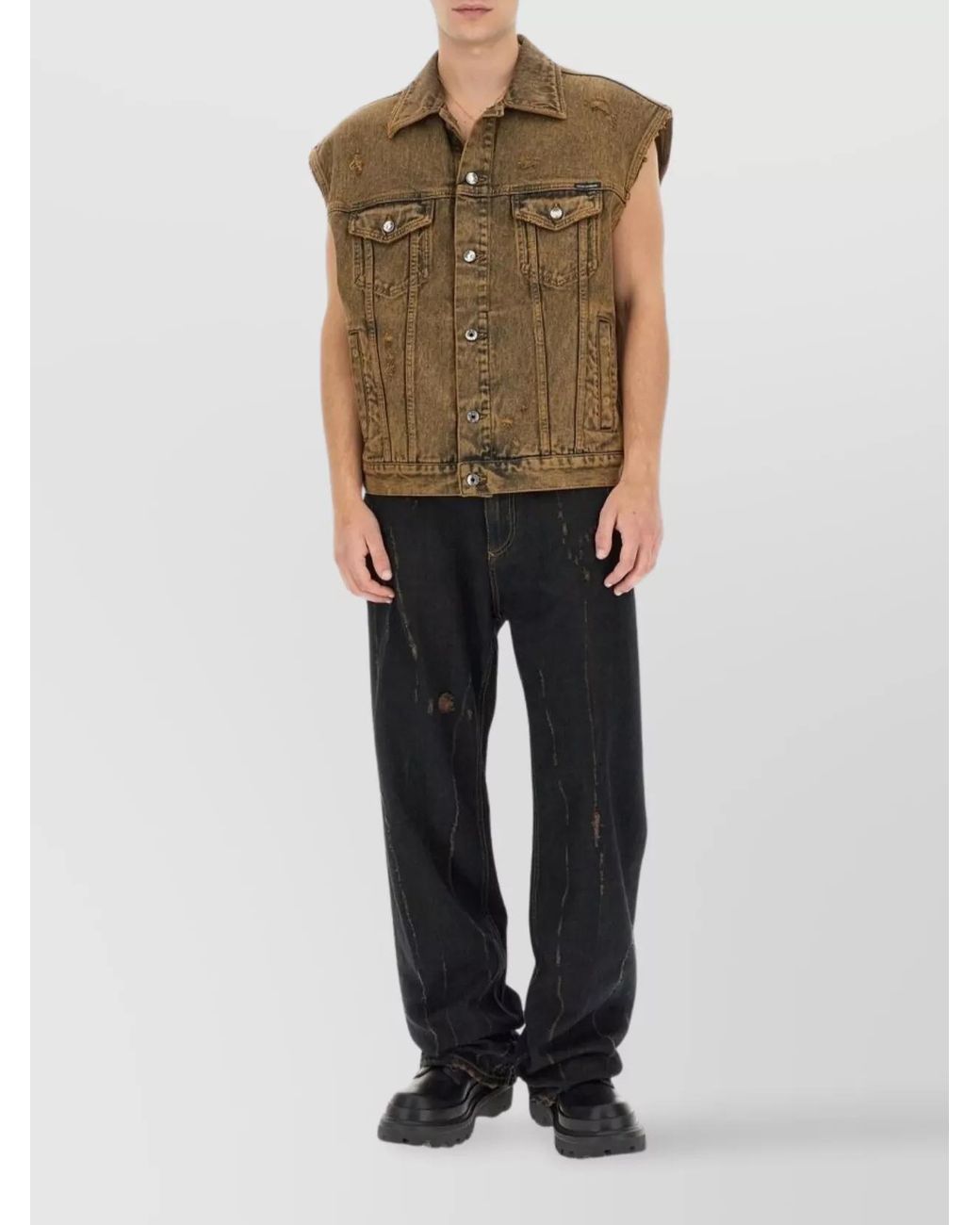 Dolce & Gabbana Multicolor Denim Regular-Fit Vest for men