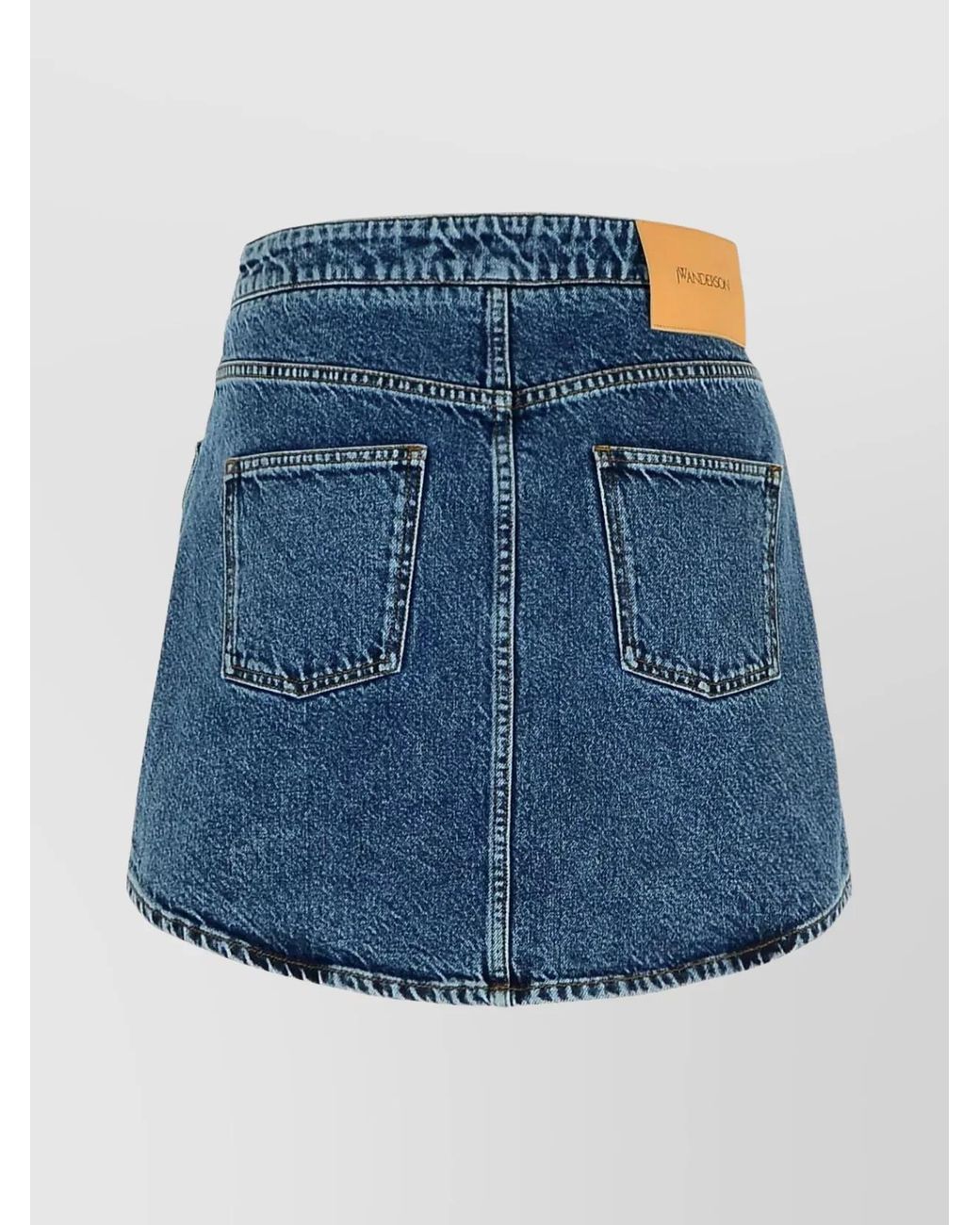 J.W. Anderson Blue Denim Curved-Hem Patch-Pocket Mini Skirt