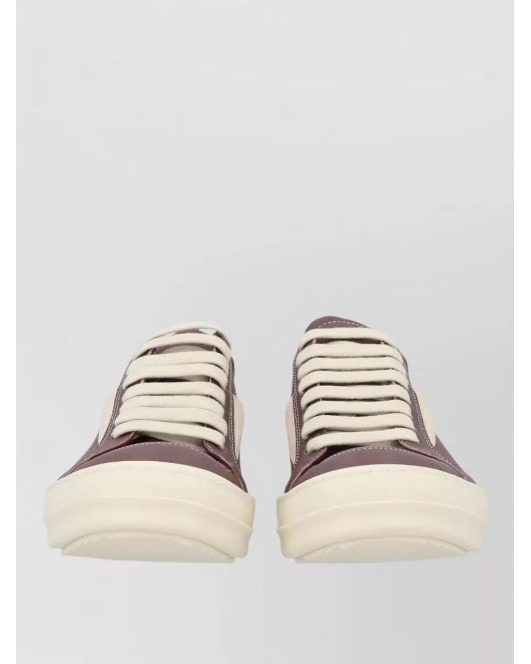 Rick Owens Natural Leather Lace-Up Sneakers