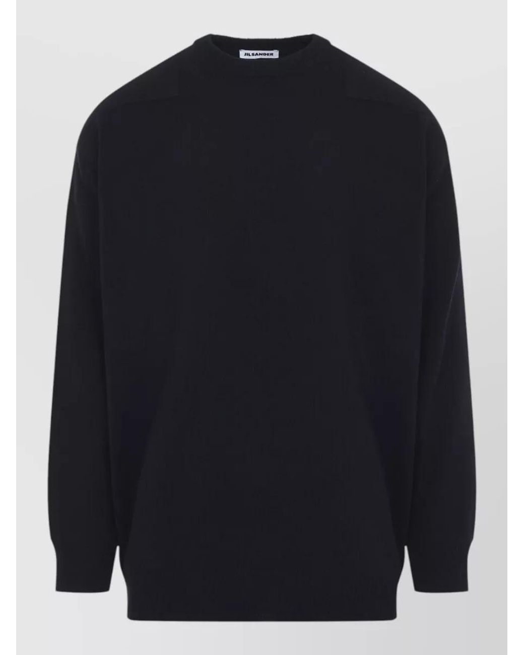 Jil Sander Blue Wool Ribbed Panelled Crew Neck Jumper for men