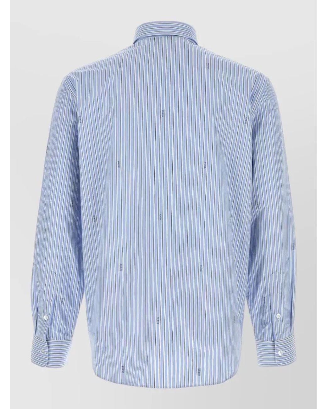 Gucci Blue Striped Cotton Poplin Regular-Fit Long-Sleeve Shirt for men
