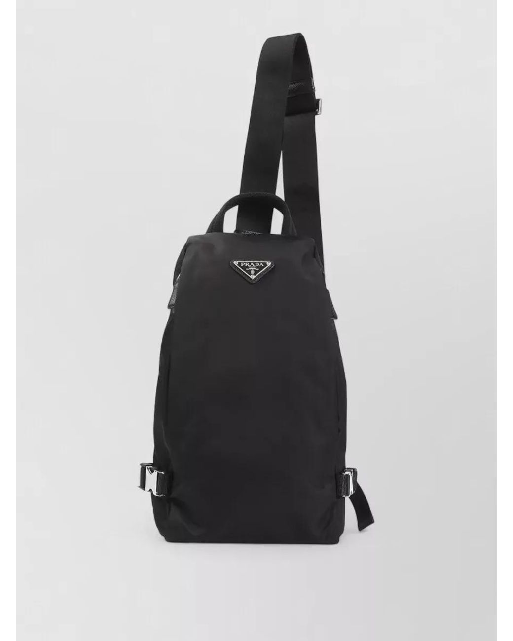 Prada Black Triangle Recycled Polyamide One-Shoulder Backpack