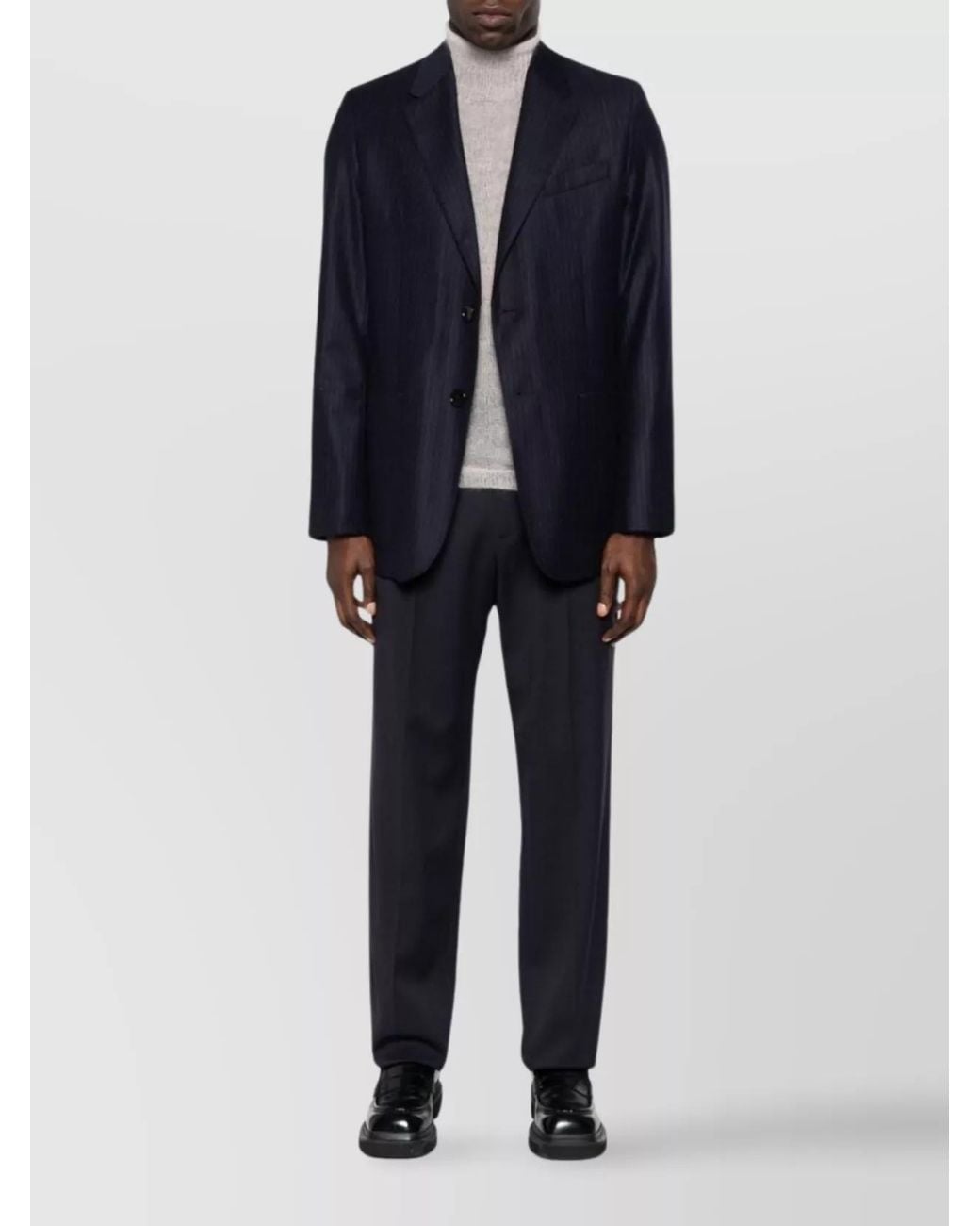 AMI Blue Virgin Wool Pinstripe Single-Breasted Blazer for men