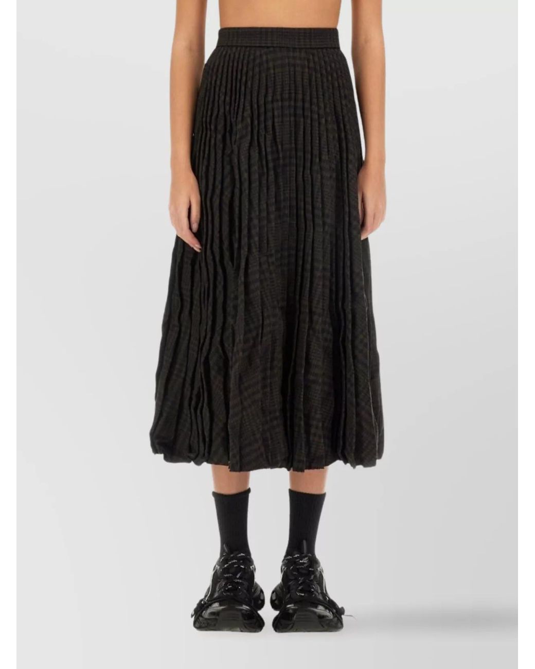 Balenciaga Black Wool Pleated Skirt