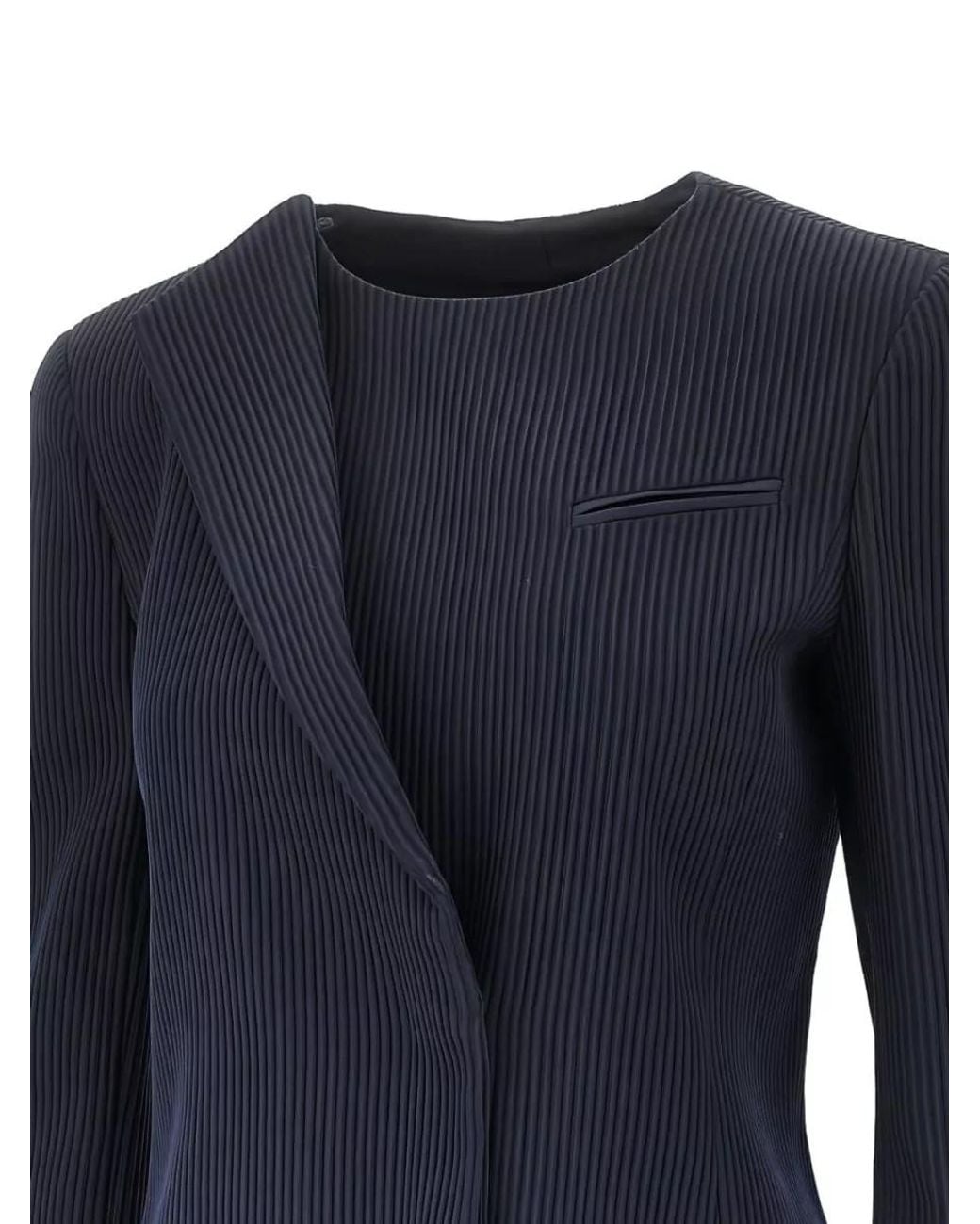 Emporio Armani Blue Virgin Wool Blazer Jacket
