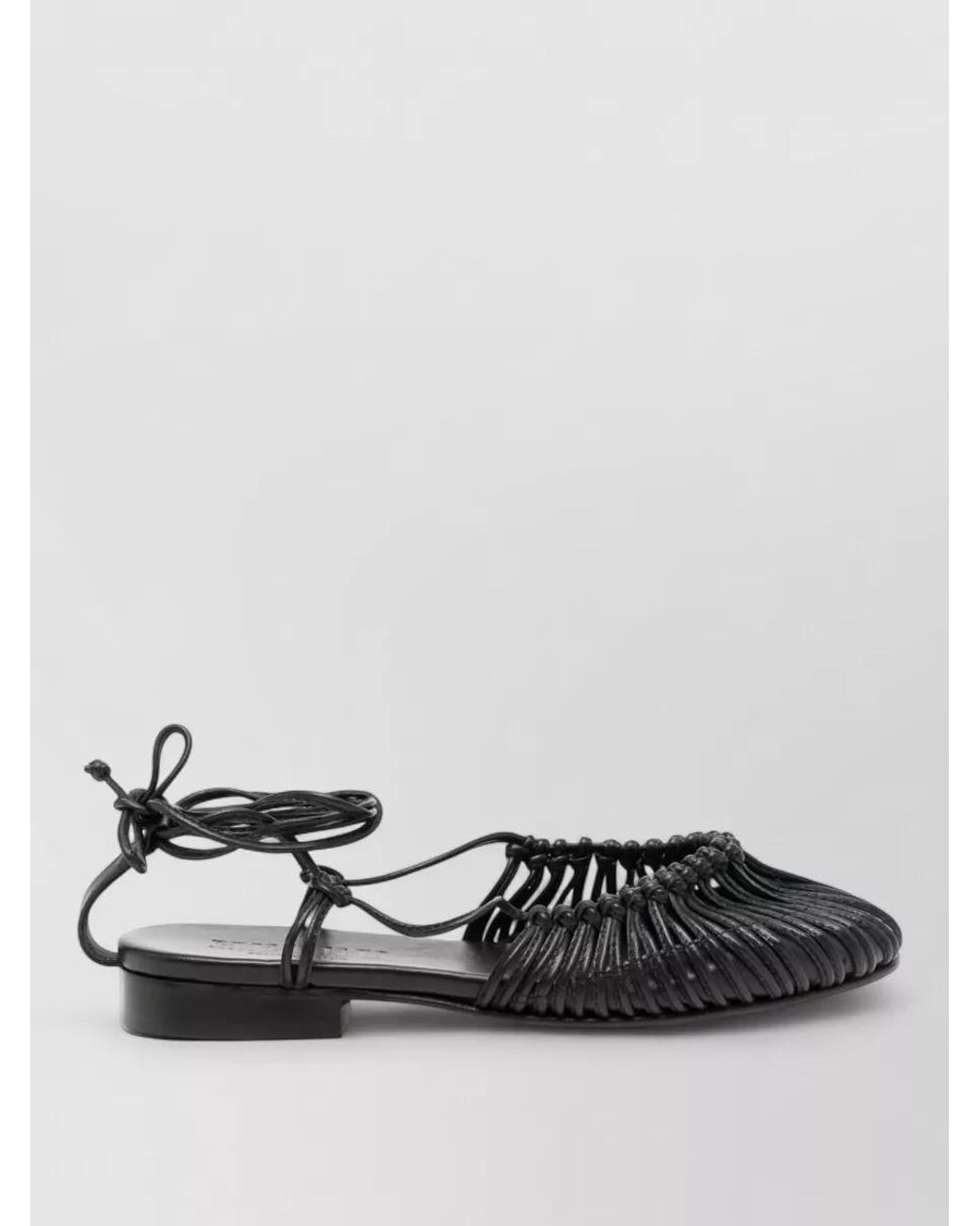 Hereu Black Lamb Leather Knotted Ballerina Shoes