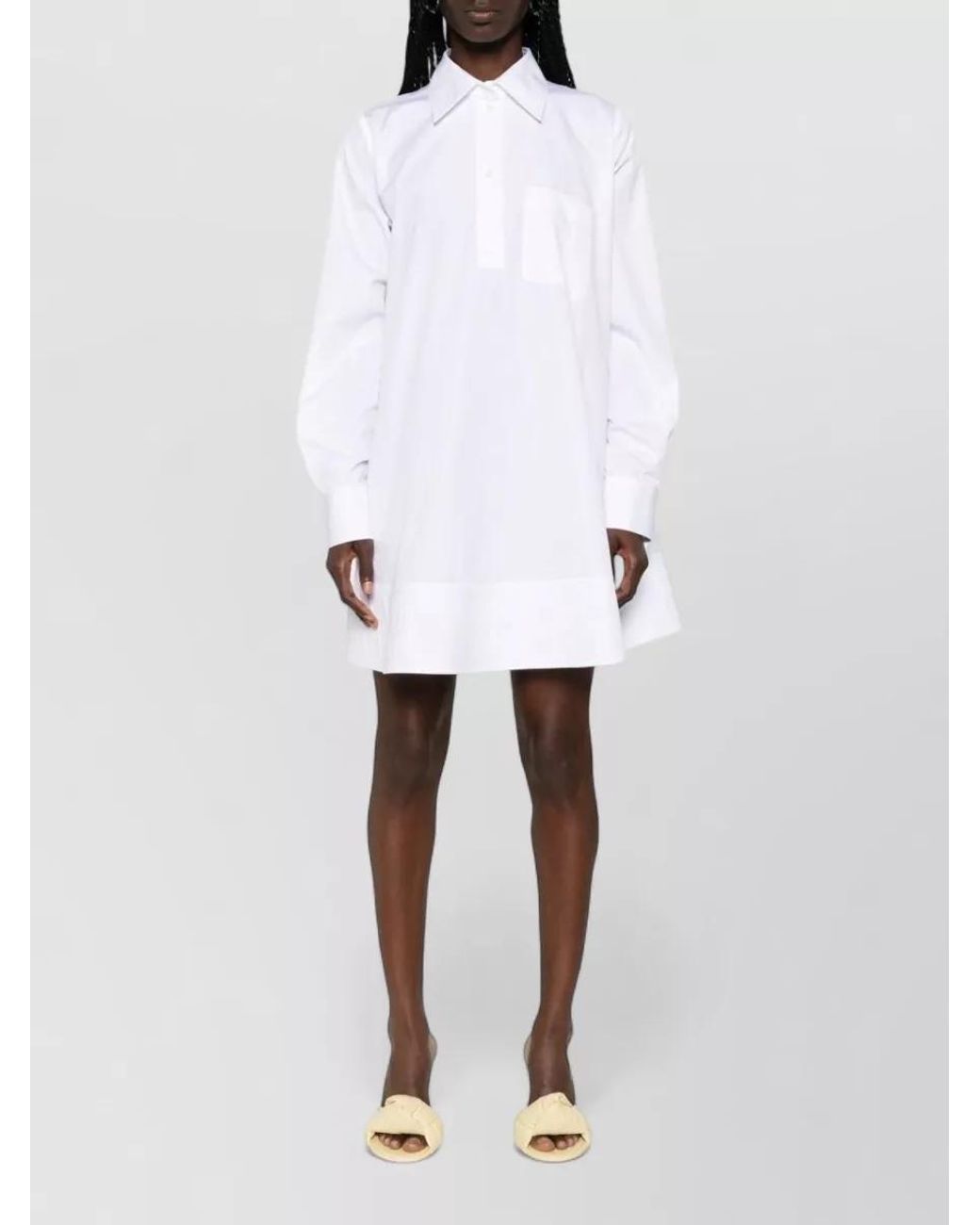 Stella McCartney White Cotton Long-Sleeve Mini Shirt Dress