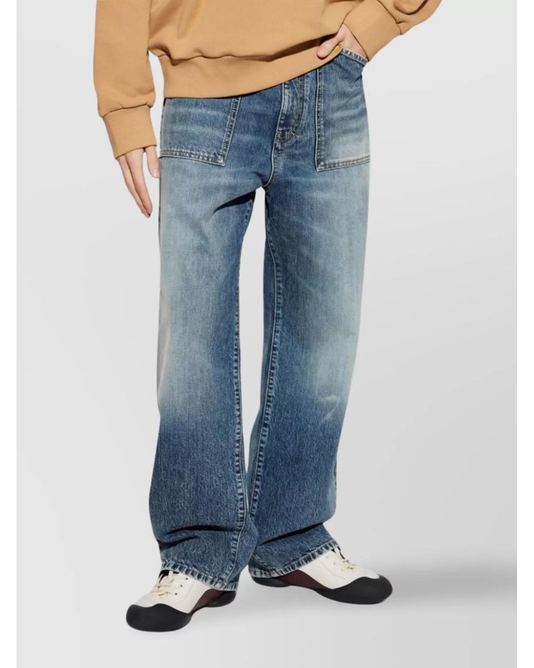 Givenchy Blue Cotton Straight-Leg Trousers for men