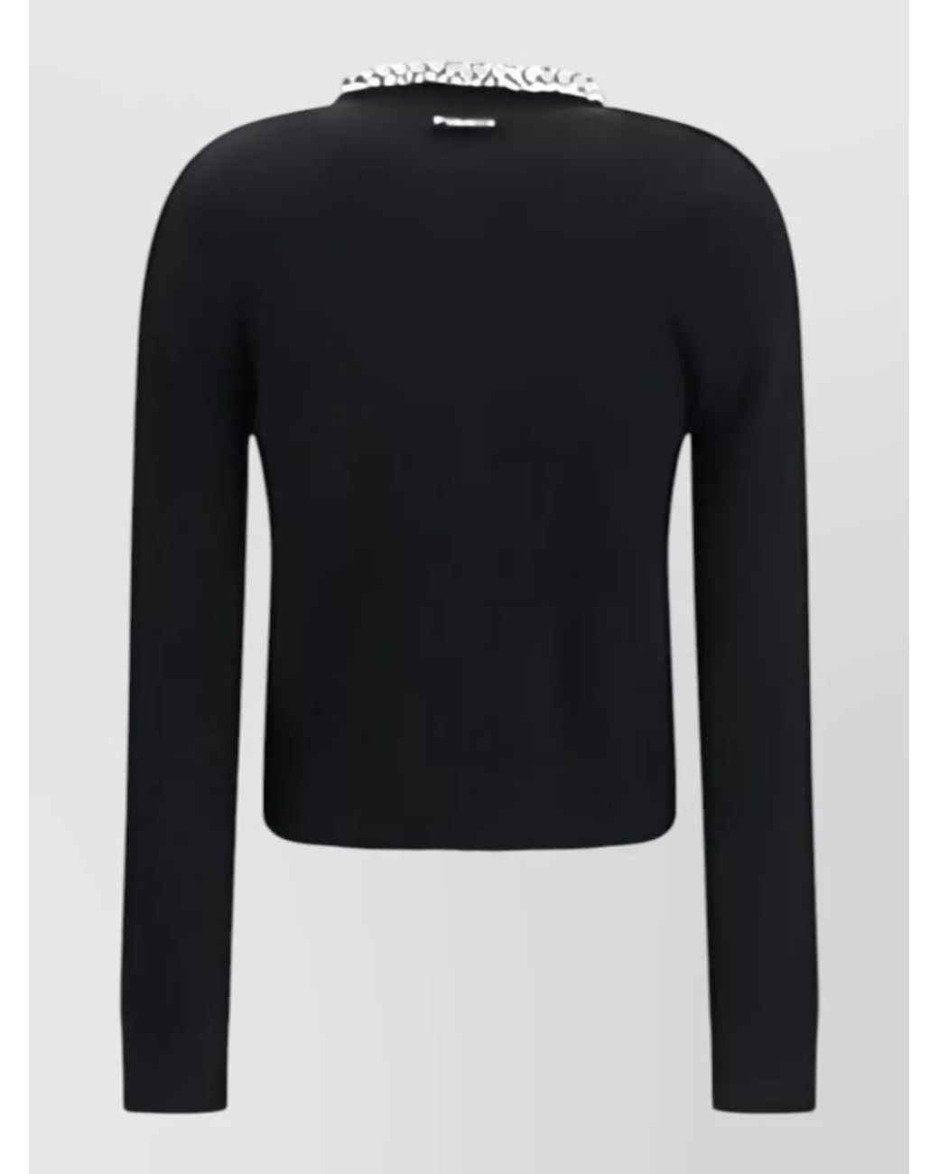 Pinko Blue Cashmere Wool Slim-Fit Jewel-Embellished Collar Cardigan