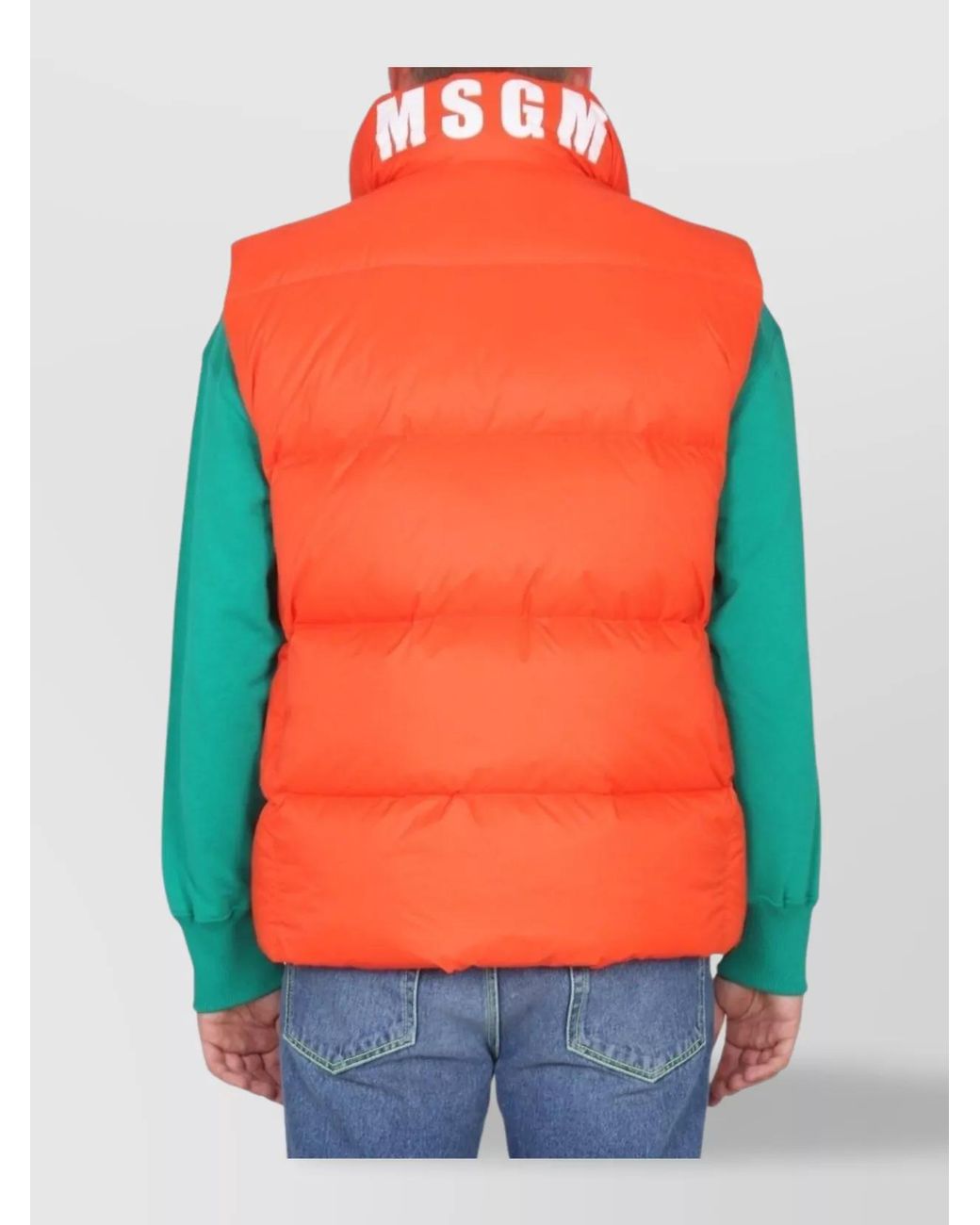 MSGM Orange High Neck Cotton Vest for men