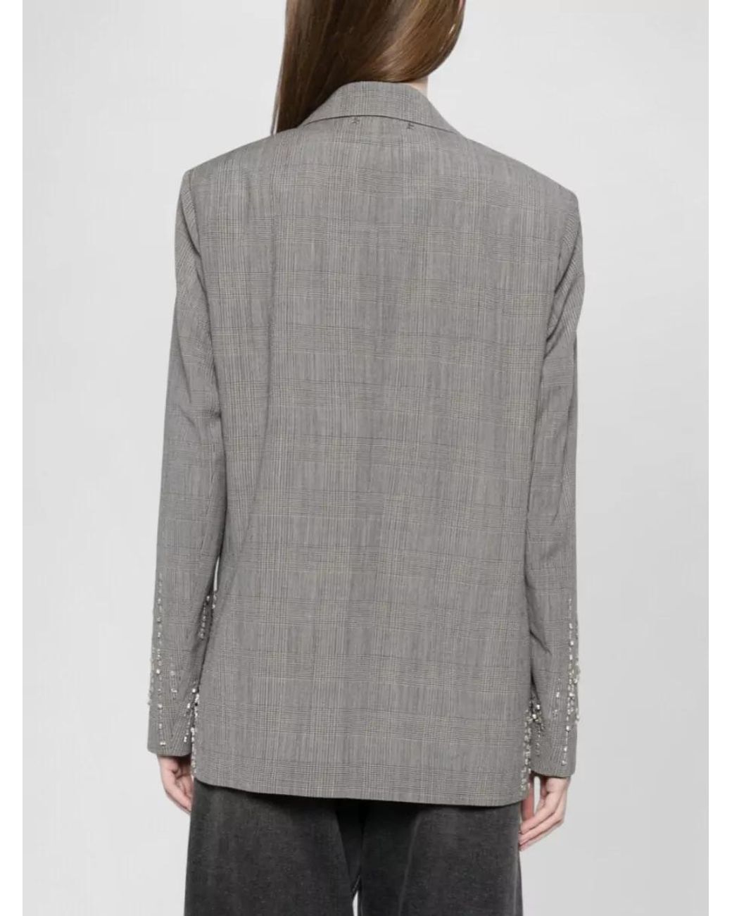 Golden Goose Deluxe Brand Gray Wool Single Breasted Jacket Check Pattern