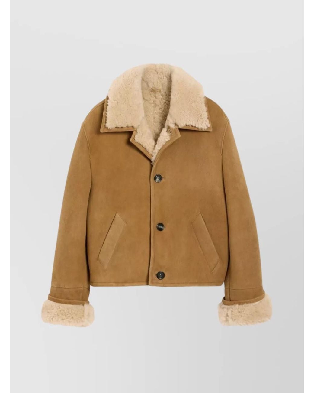 AMI Natural Shearling Button-Up Jacket