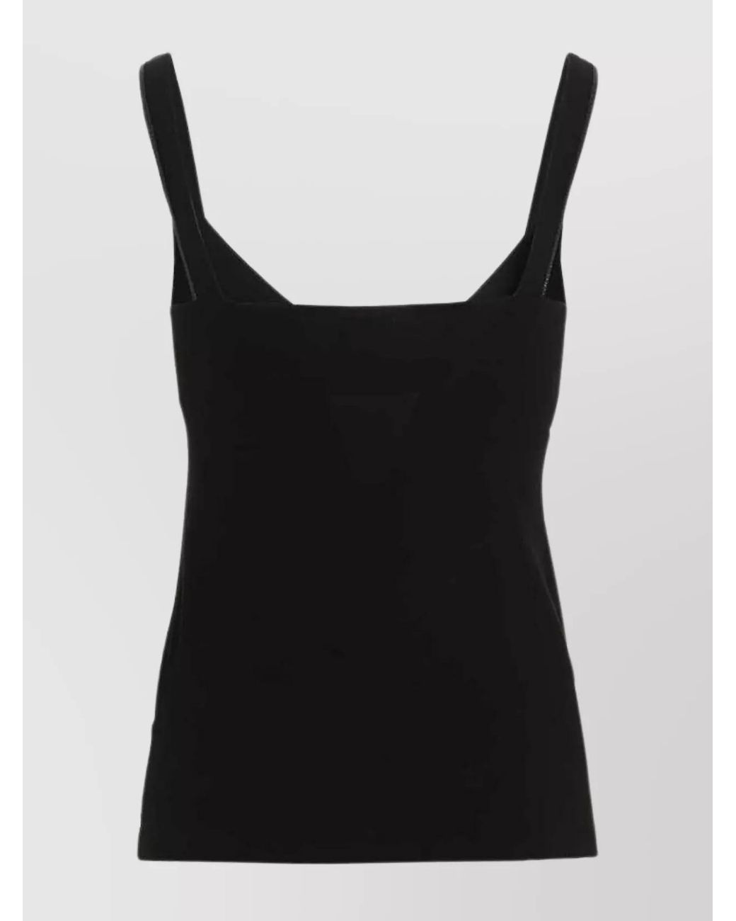 Brunello Cucinelli Black Cotton Embellished V-Neck Sleeveless Tank Top