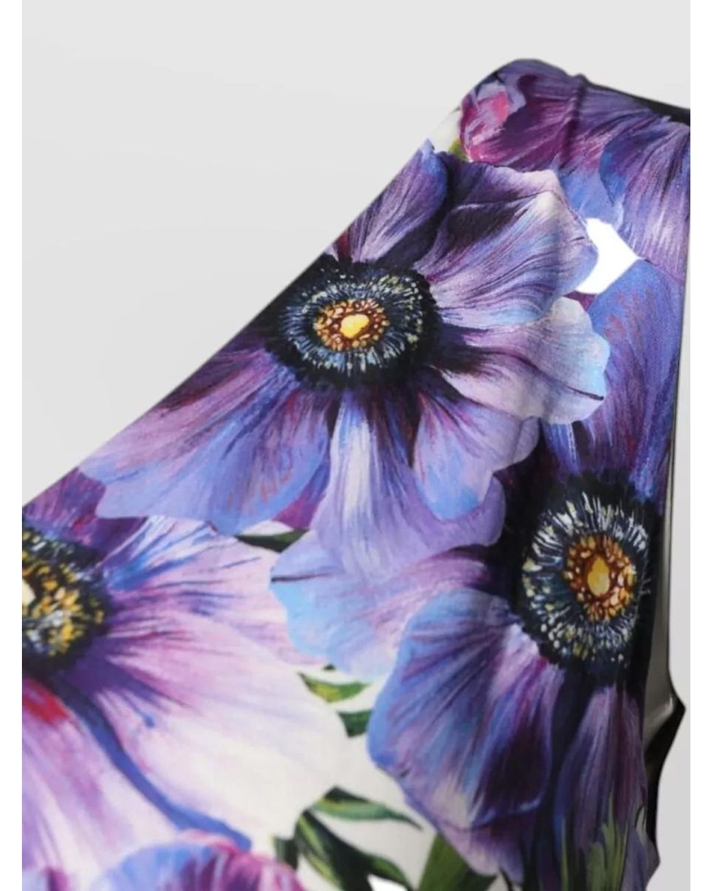 Dolce & Gabbana Purple Anemone Print Pleated Midi Dress