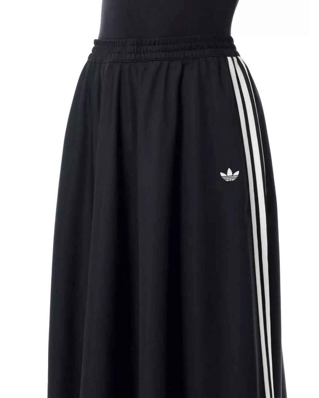 Adidas Originals Black Recycled Polyester Wide-Leg Midi Skirt