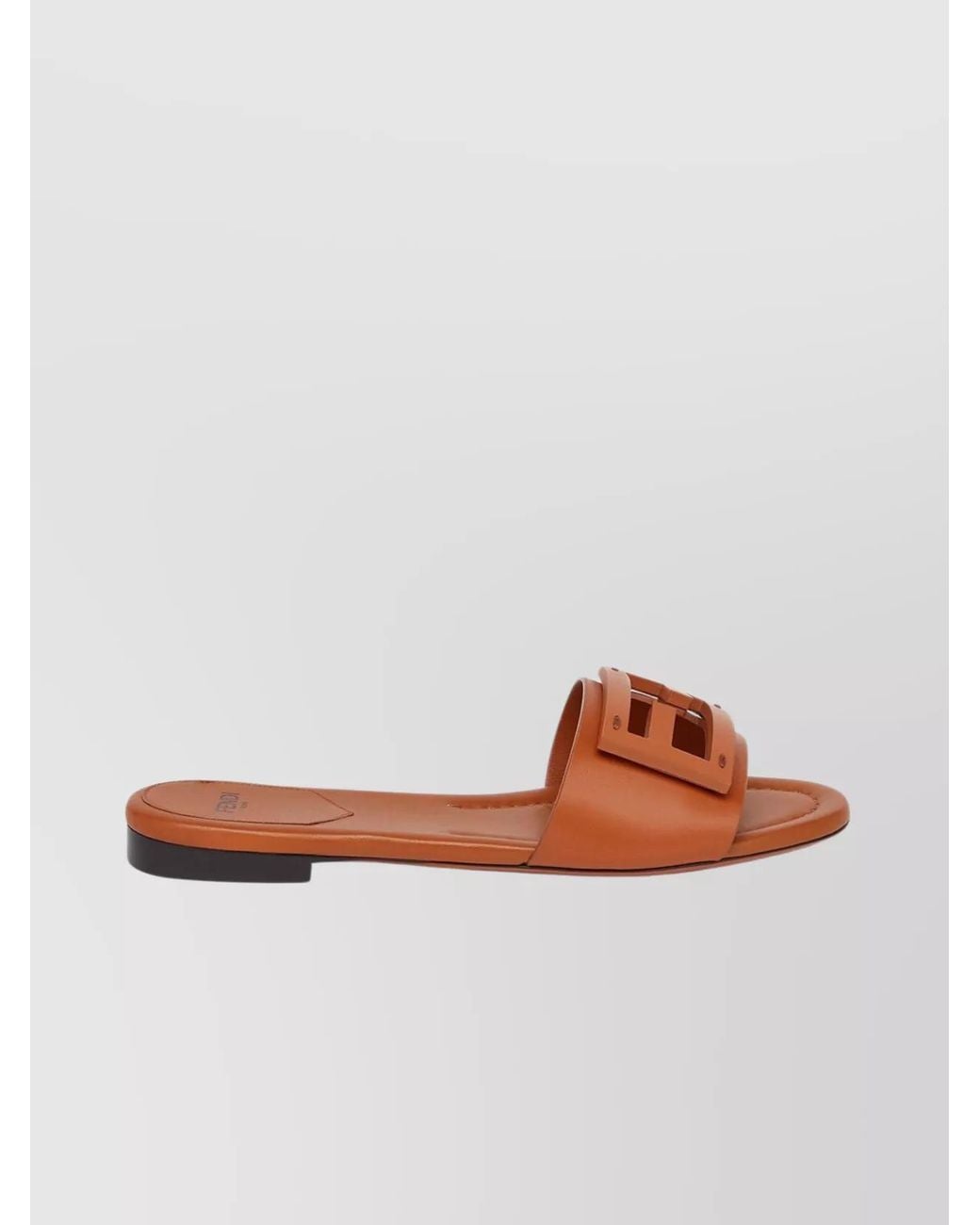 Fendi Brown Leather Baguette Slides