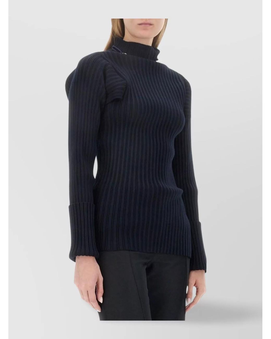 Philosophy Blue Ribbed Slim-Fit Jumper