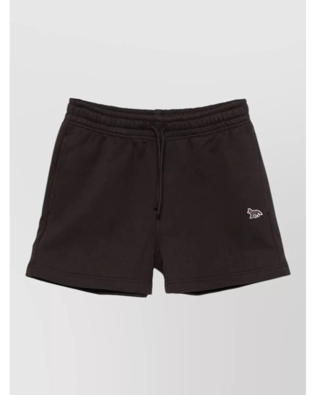 Maison Kitsuné Black Cotton Logo-Print Knee-Length Shorts