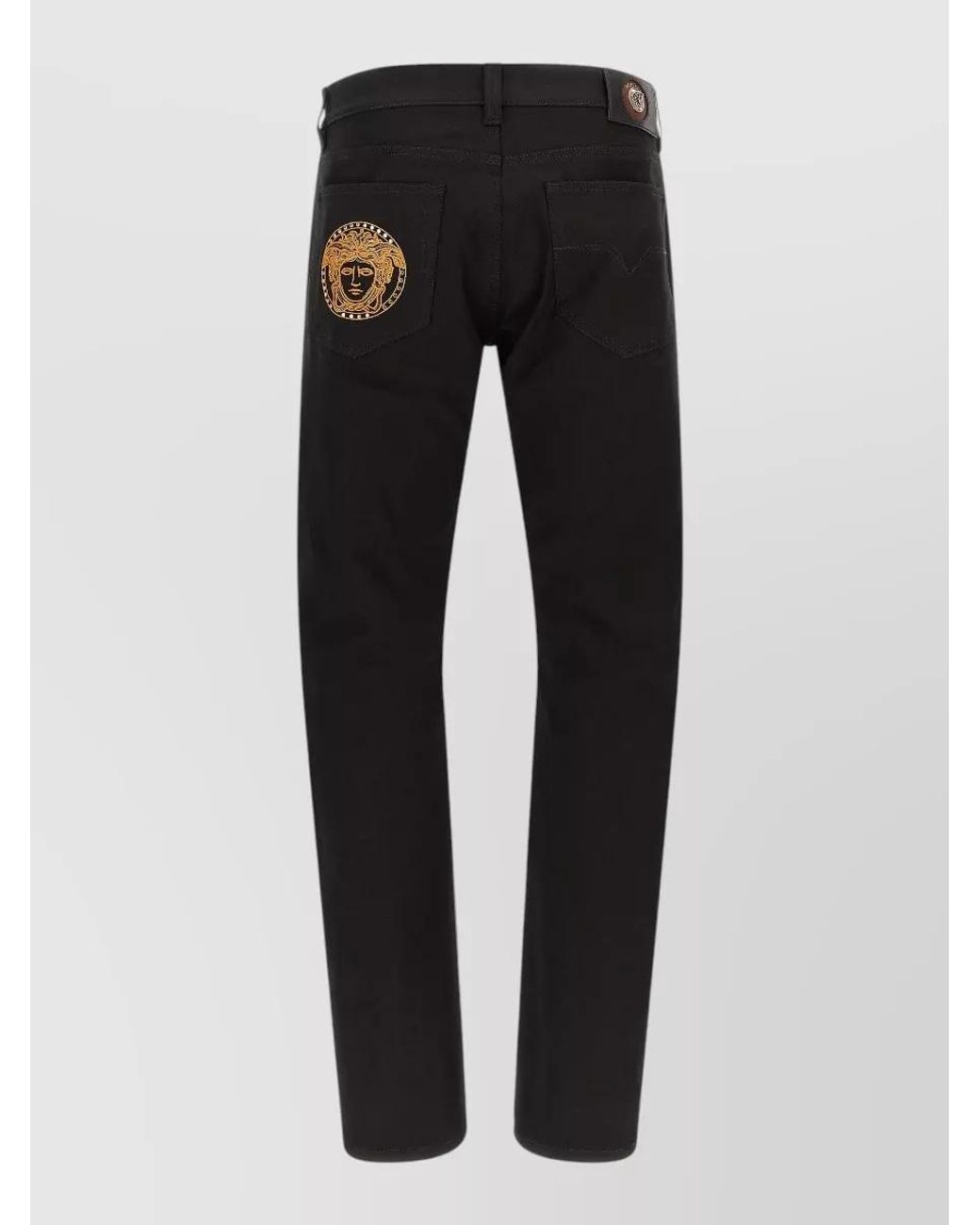 Versace Black Medusa Embroidery Straight-Leg Jeans for men