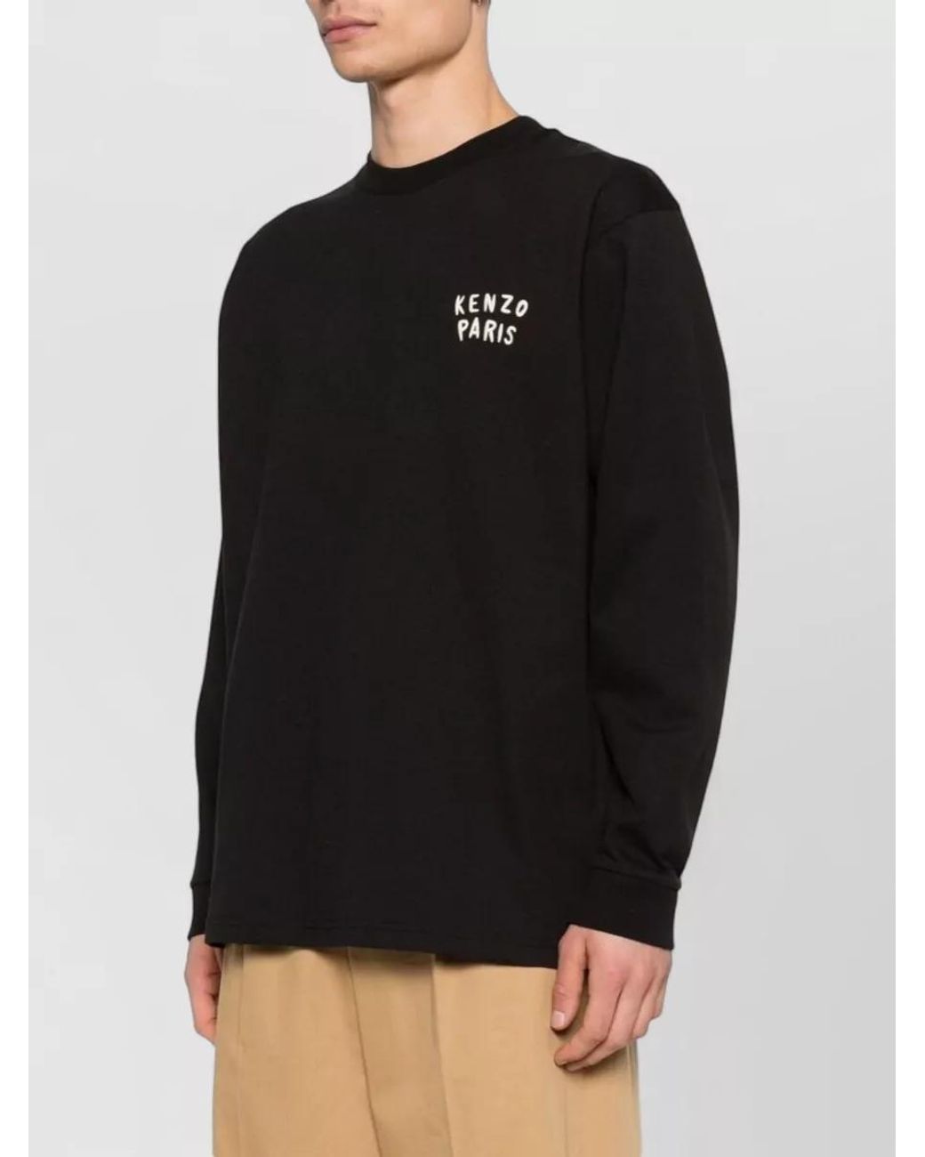 KENZO Black Cotton Relaxed-Fit Long-Sleeve T-Shirt for men
