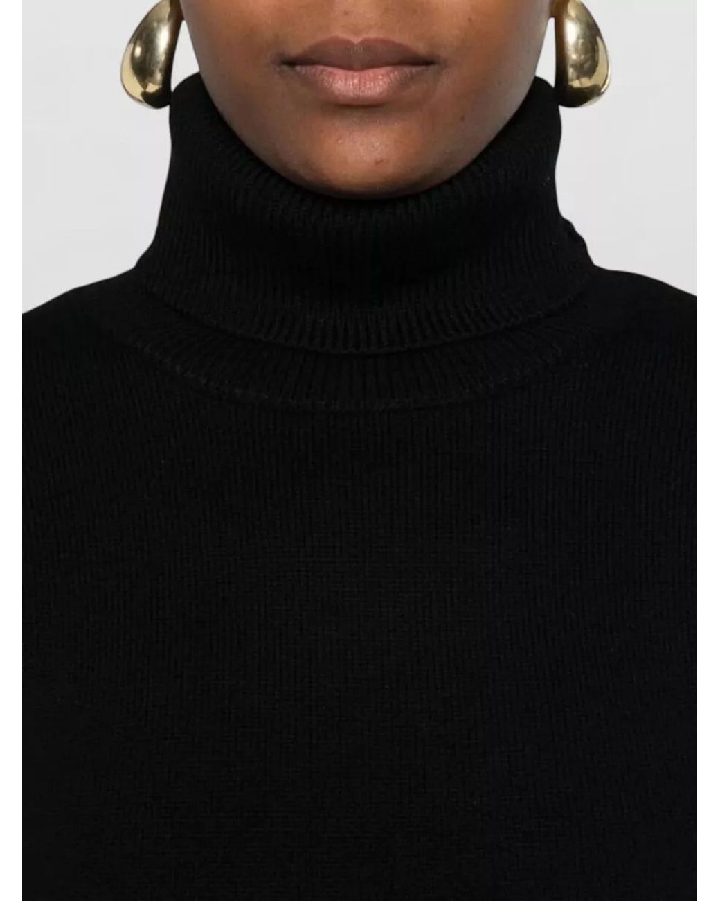 Totême Black Wool Highneck Double Knit Sweatshirt