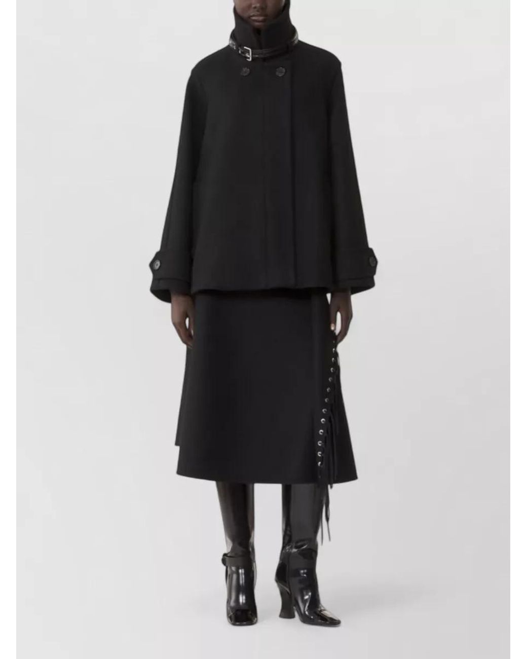 Lanvin Black Wool High-Neck Short Coat