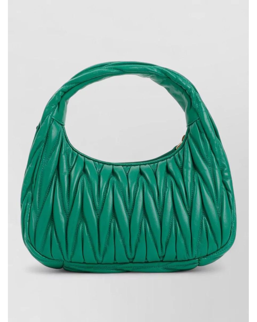 Miu Miu Green Small Matelassé Lamb Leather Shoulder Bag