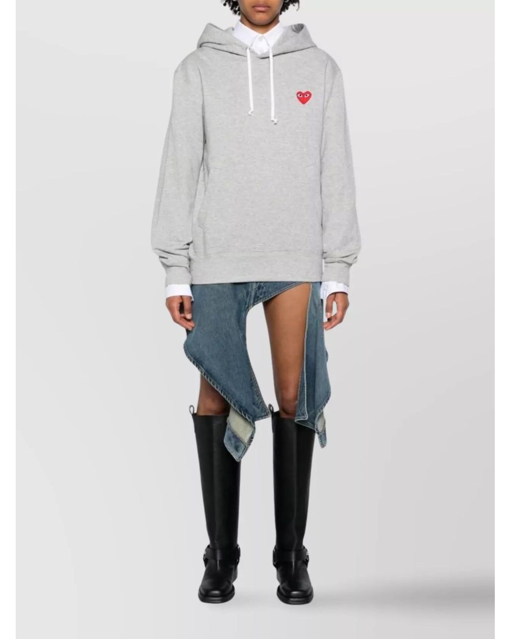 Comme des Garçons White Logo Cotton Hoodie