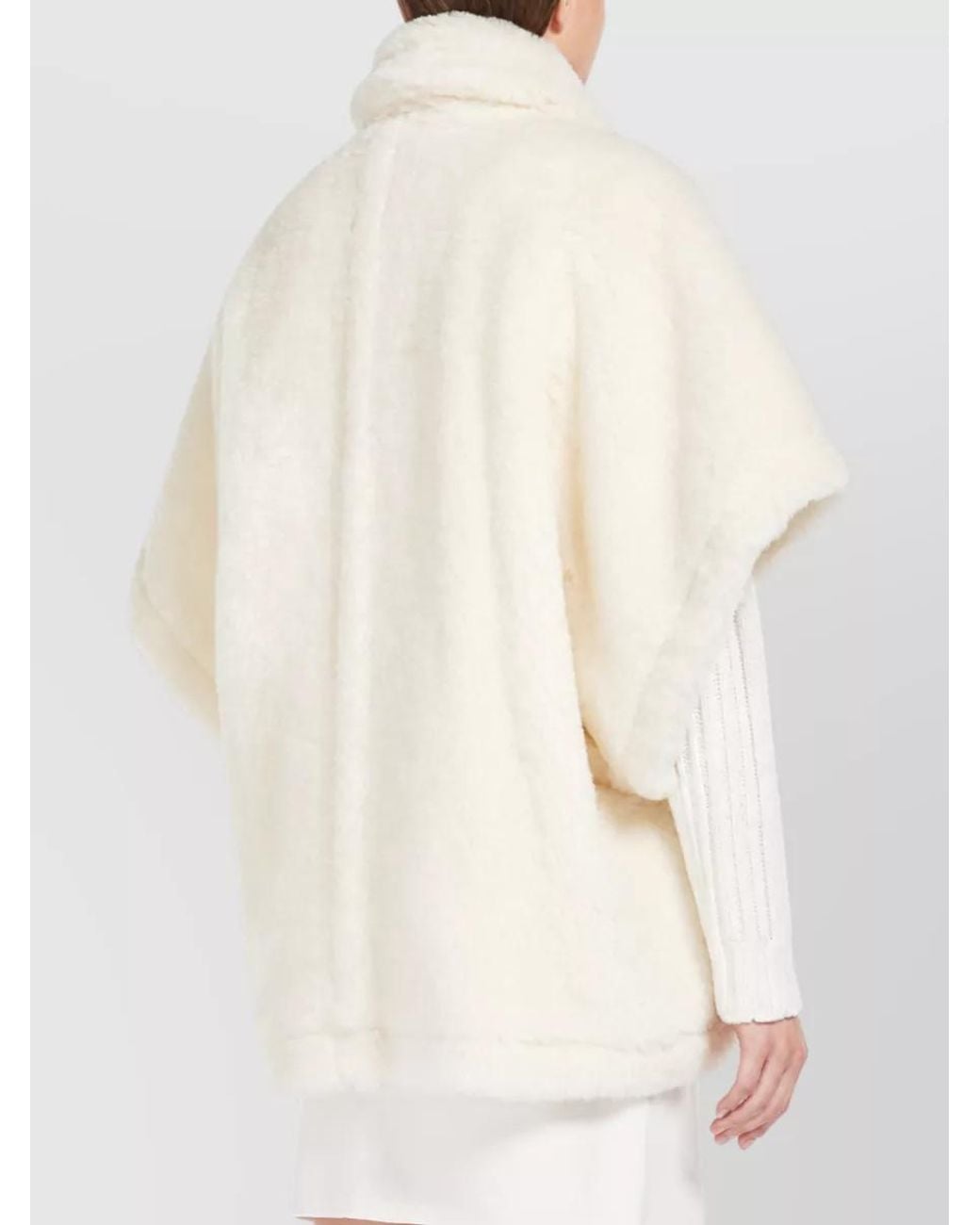 Max Mara Natural Alpaca Wool Silk Fleece Cape