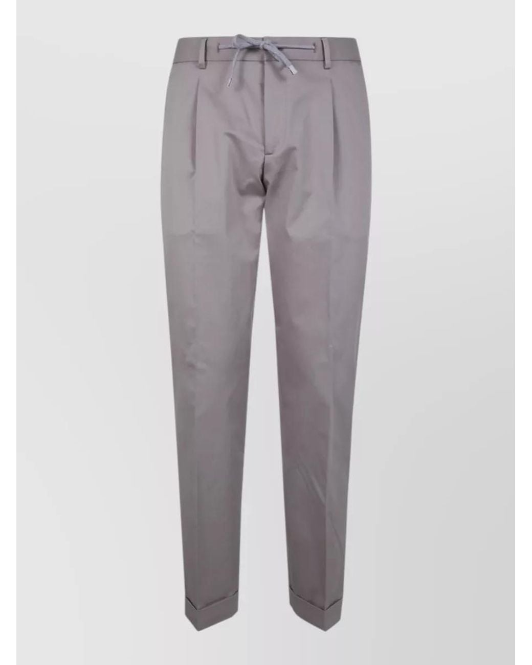 Barba Napoli Gray Cotton Chino Tailored Trousers for men