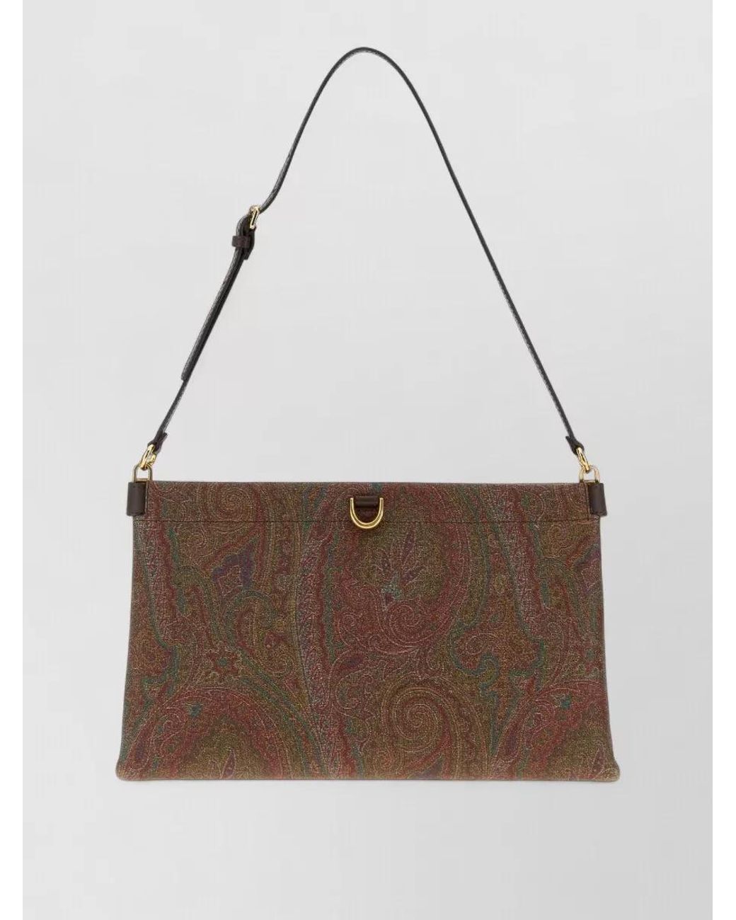 Etro Brown Medium Canvas Talk Clutch Shoulder Bag