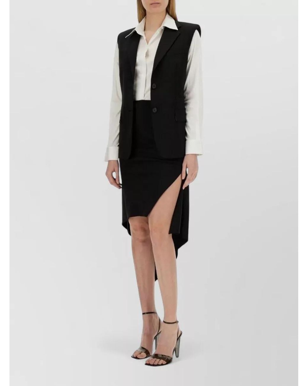 Helmut Lang Black Virgin Wool Oversized Vest